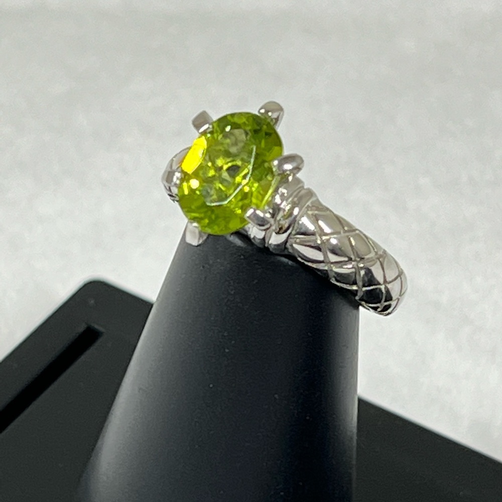 Sterling Silver 925 Ring Peridot Stone Green Size 7 - Picture 4 of 6